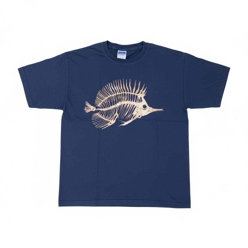 Bleach-Painted Fish Skeleton T-Shirt